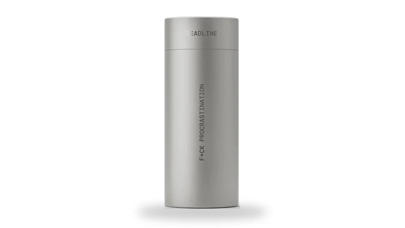 The Deadline canister: every trademarked ingredient printed on the label